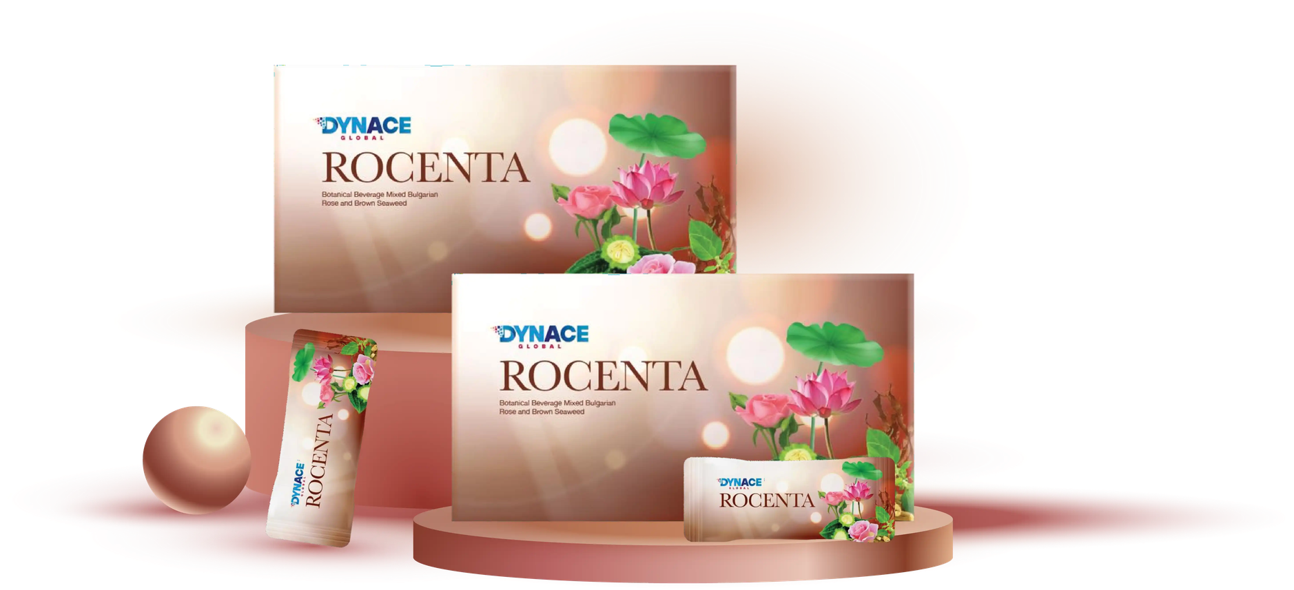 Dynace Rocenta botanical beverage mix — boxes and sticks